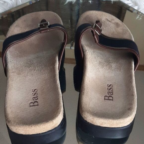 BASS BLUE Brown Trim Canvas Suede Sandals 6.5 M - Picture 5 of 9